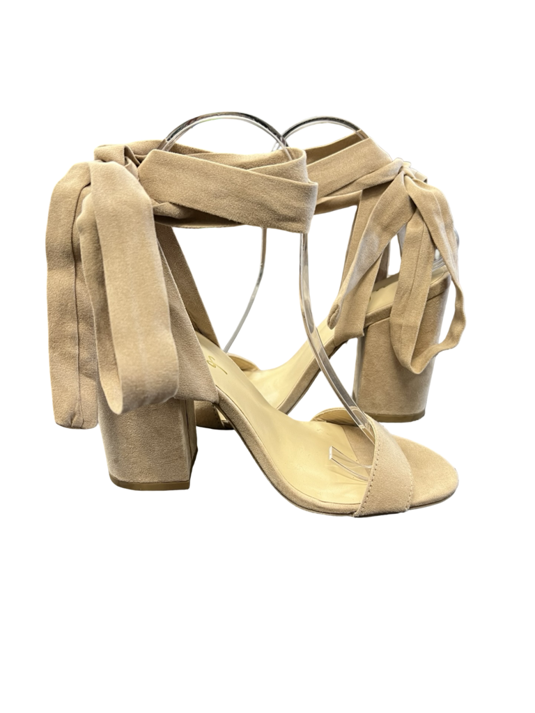 Size 7 Lulus Beige Suede Strappy Heeled Sandals