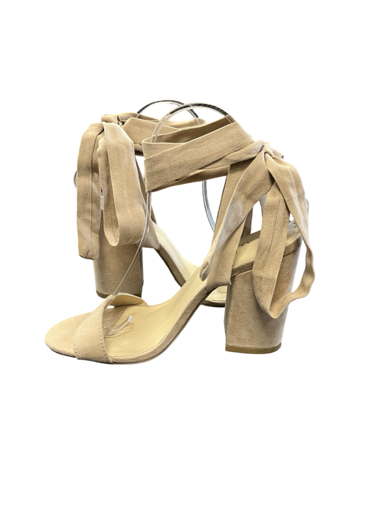 Size 7 Lulus Beige Suede Strappy Heeled Sandals