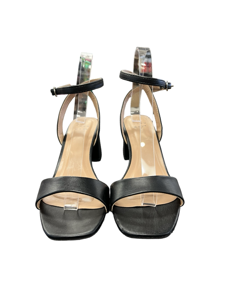 Size 7 Black Heeled Sandals with Ankle Strap