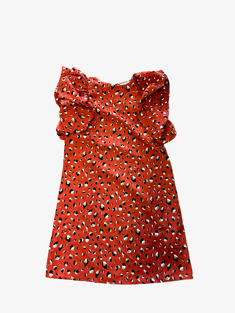 Size XS THML Leopard Print Ruffle Dress