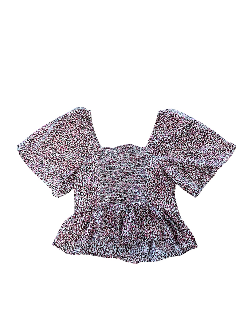 Small Universal Thread Women's Short-Sleeve Colorful Peplum Top