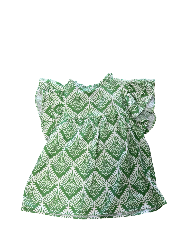 Small Flying Tomato Green Floral Top