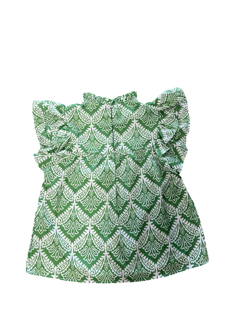 Small Flying Tomato Green Floral Top