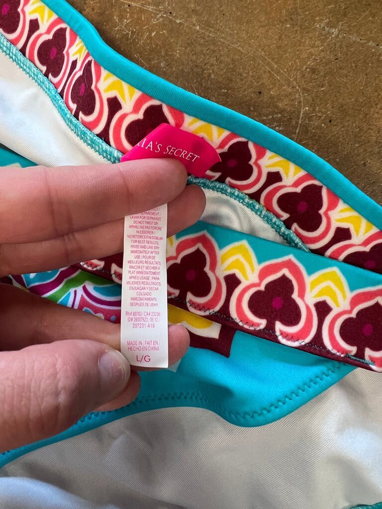 Large Victoria's Secret Turquoise Floral Bikini Set