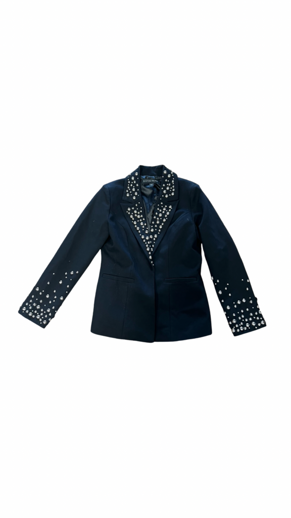 Size 6 Boston Proper Women's Black Blazer with Rhinestones