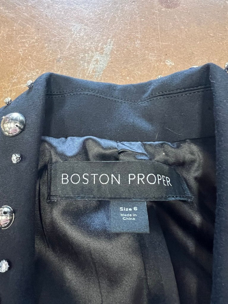 Size 6 Boston Proper Women's Black Blazer with Rhinestones