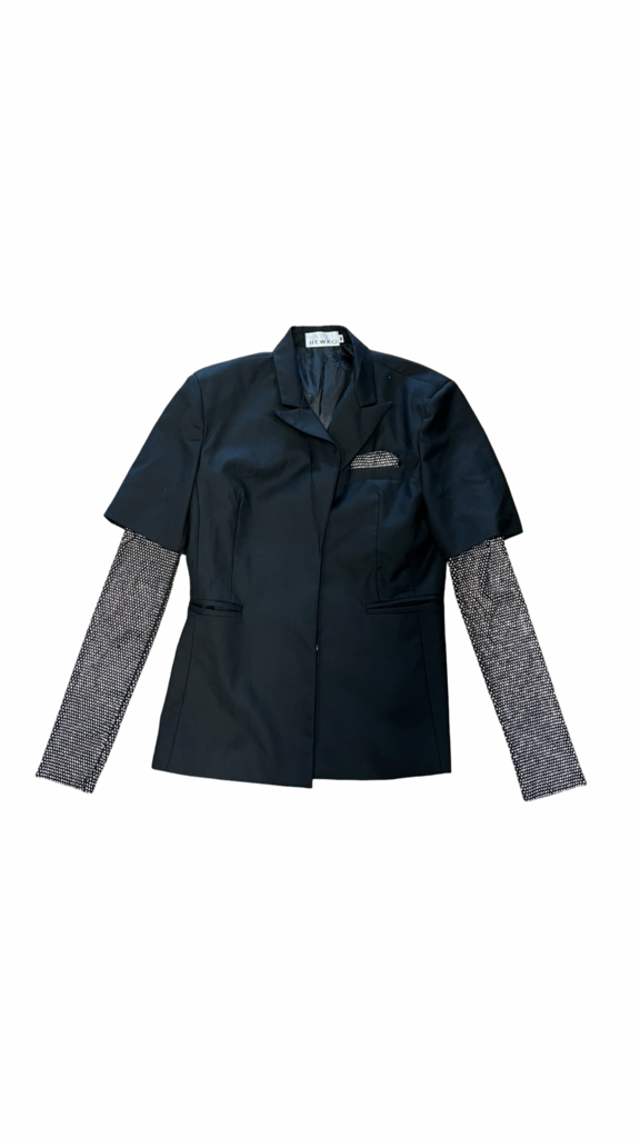 Medium Kate Hewko Black Blazer with Mesh Sleeves