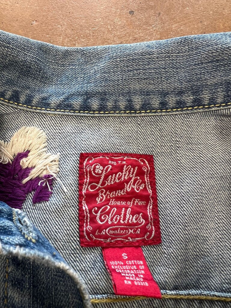 Small Lucky Brand Denim Jacket with Floral Embroidery