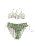 Small Cupshe Green and White Striped Bikini Set