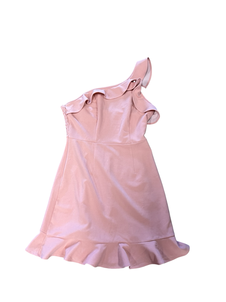 Medium One-Shoulder Pink Dress with Ruffle