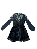 Size 6 Anthropologie Black Velvet Dress with Embellished Sleeves