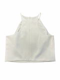 Size 8 Belle Badgley Mischka White Satin Crop Top