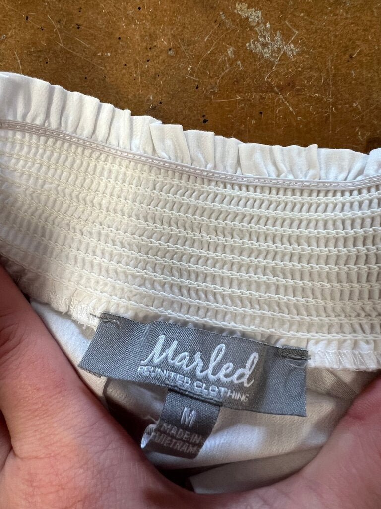 Medium Marled White Off-Shoulder Top