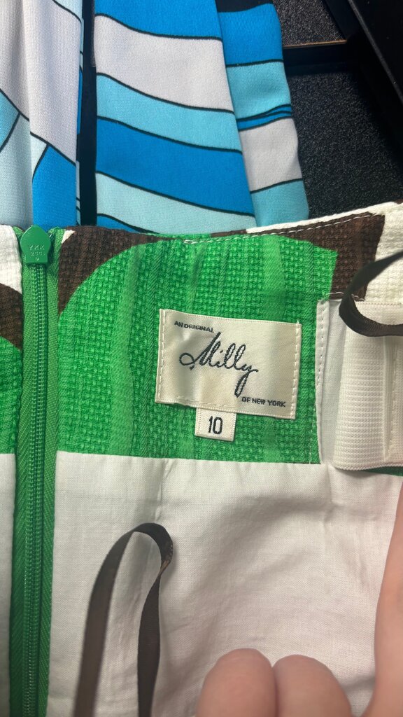 Size 10 Milly of New York Green and White Dress
