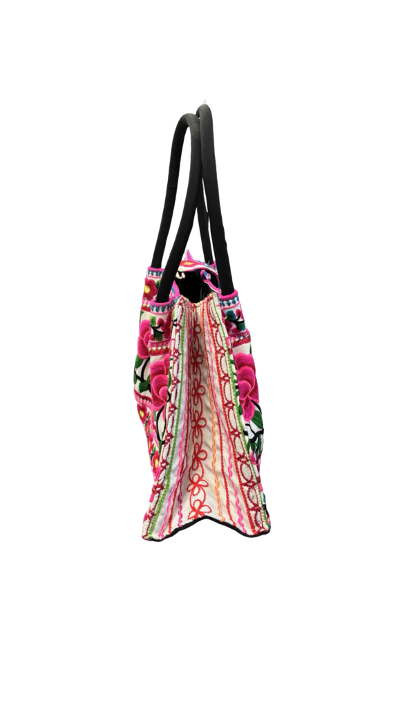 Embroidered Tote Bag with Floral Design
