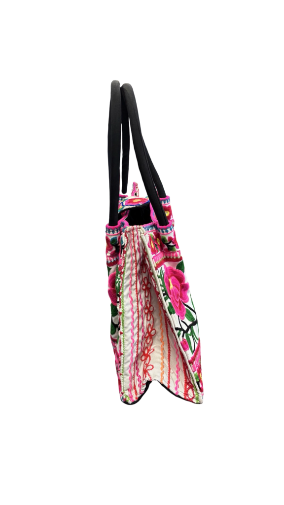Embroidered Tote Bag with Floral Design