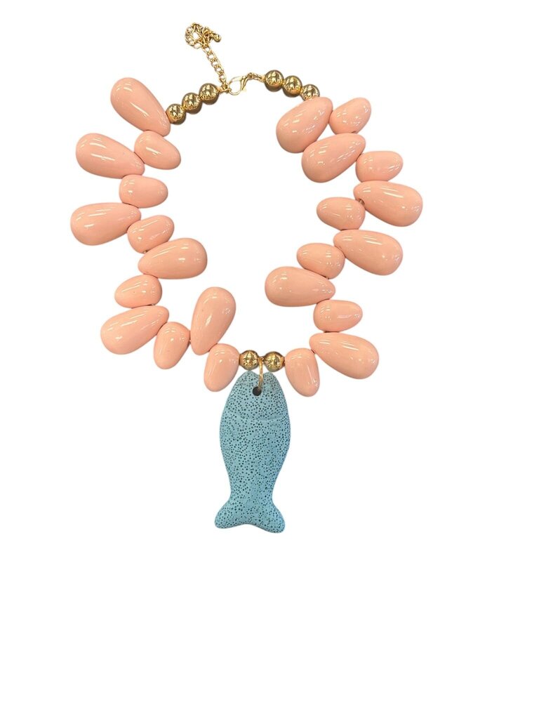 Fish Pendant Beaded Necklace
