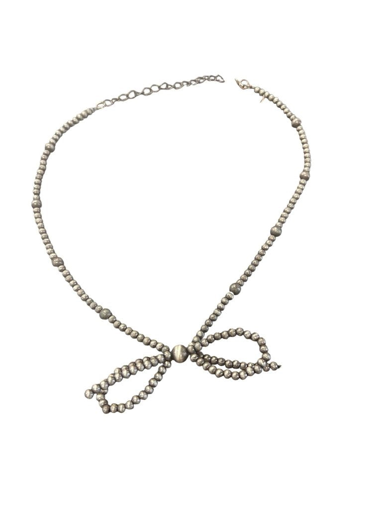 Small Vintage Silver Choker Bow Necklace