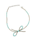 Turquoise and Silver Beaded Bow Necklace