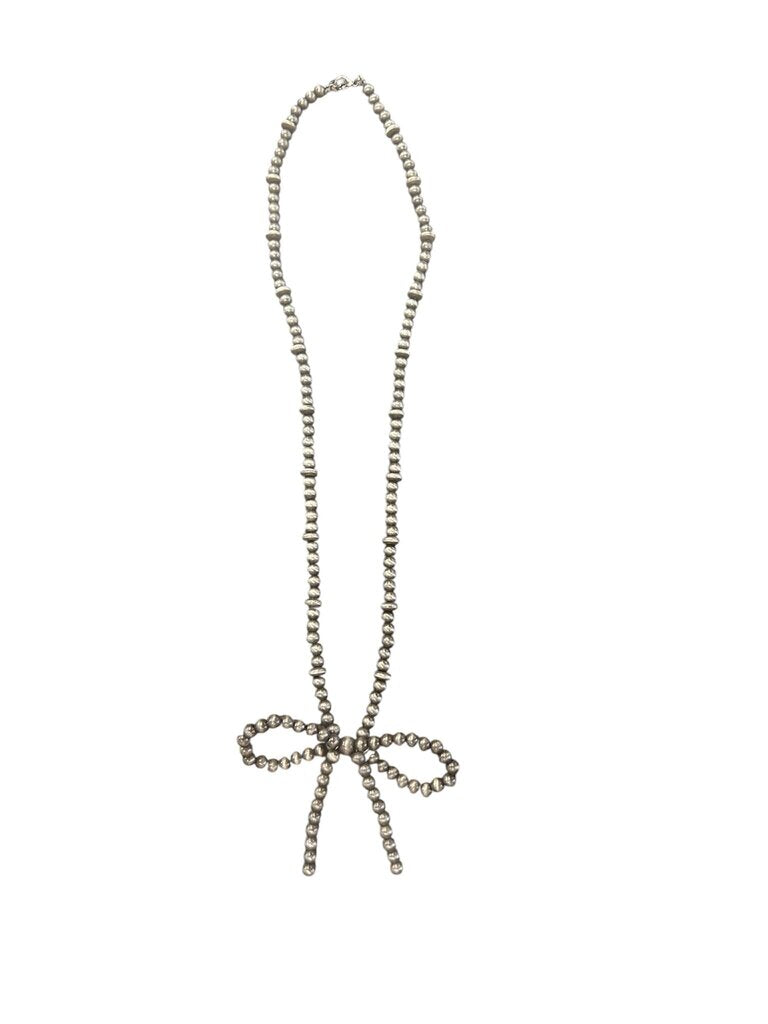 Beaded Necklace with Bow Design