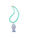Fish Pendant Necklace with Turquoise Beads