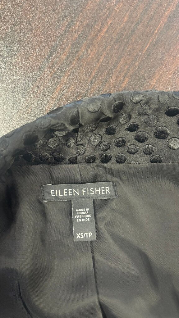 Size XS Eileen Fisher Black Textured Coat