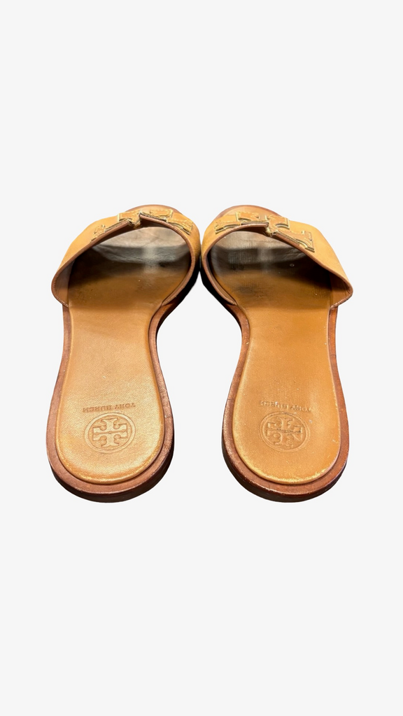 Size 9 Tory Burch Brown Leather Slip-On Sandals