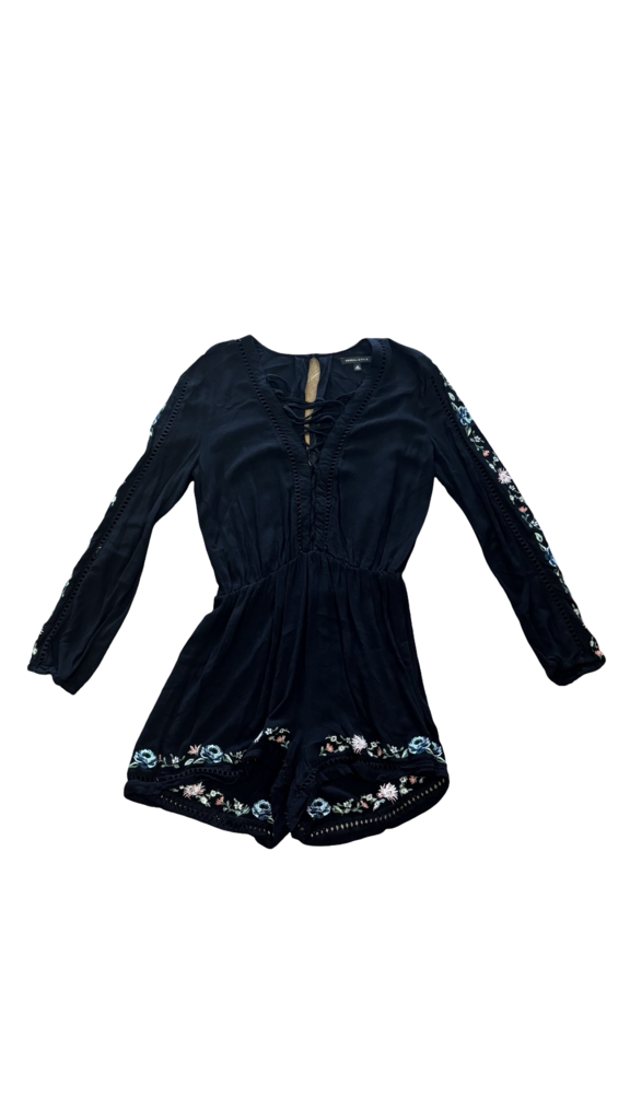Medium Kendall & Kylie Black Embroidered Romper