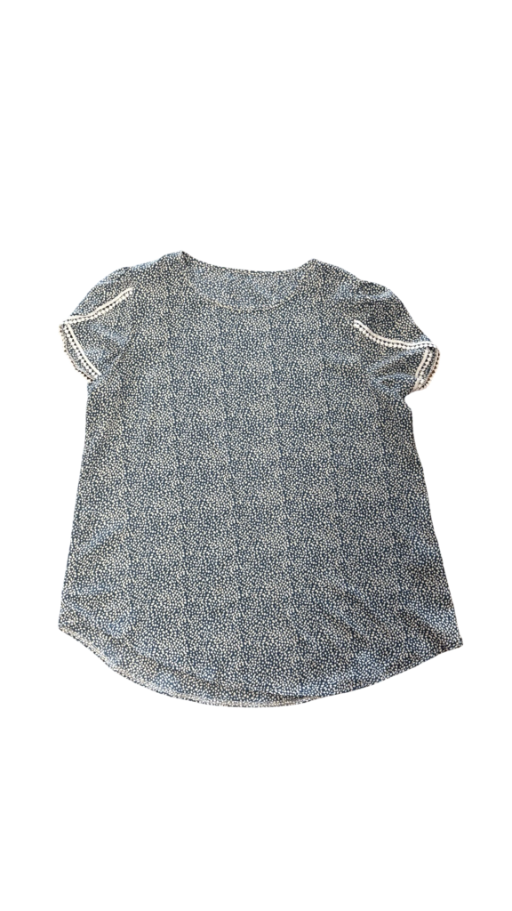 Large SHEIN Women's Blue and White Printed Top