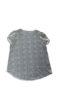 Large SHEIN Women's Blue and White Printed Top