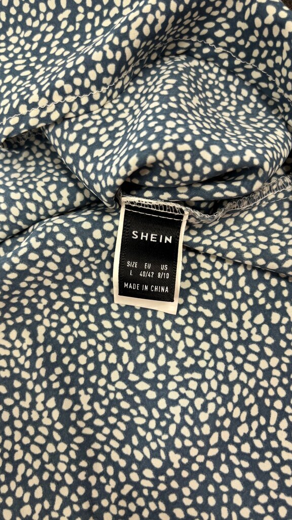 Large SHEIN Women's Blue and White Printed Top