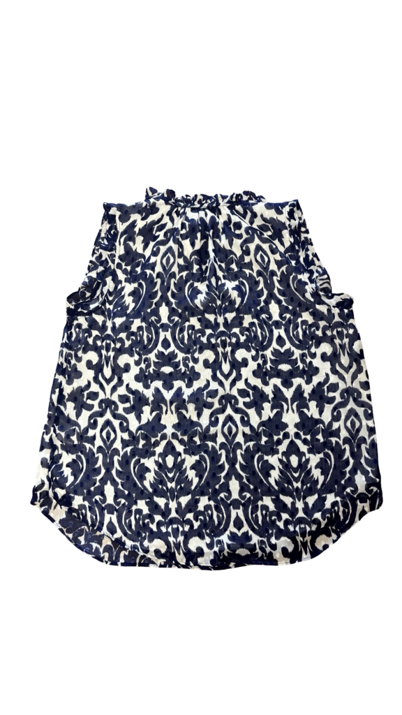 Medium Rachel Roy Navy and White Printed Blouse