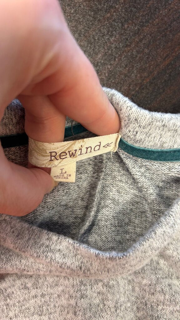 Large Rewind Long Sleeve Gray Tunic Dress