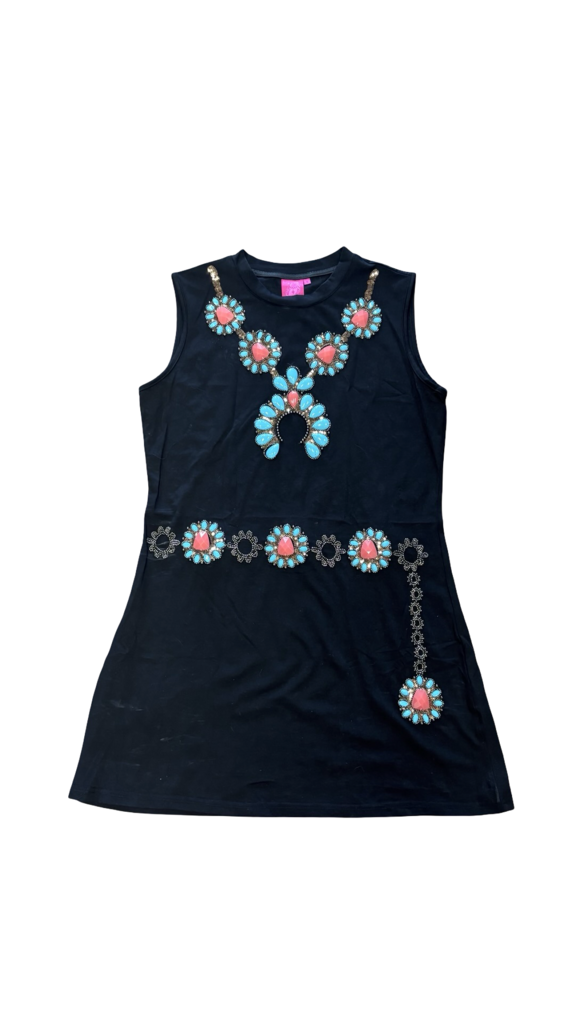 Small Queen of Sparkles Black Dress with Colorful Embellishments