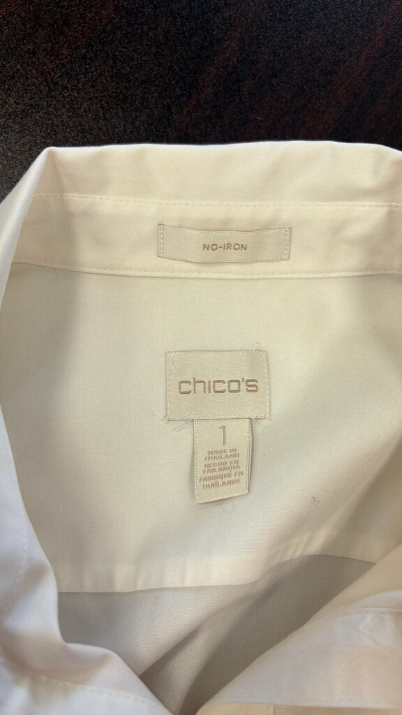 Size 1 Chico's No-Iron White Button-Up Shirt