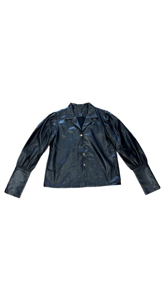 Small Fifteen Twenty Black Leather Button-Up Jacket