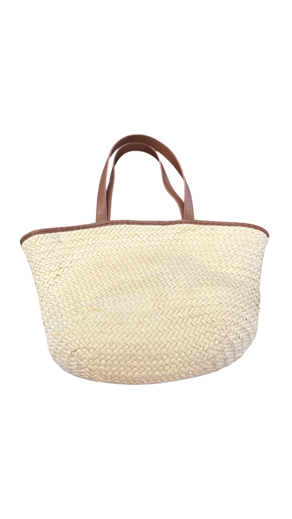 Loft Woven Straw Tote Bag with Faux Leather Handles