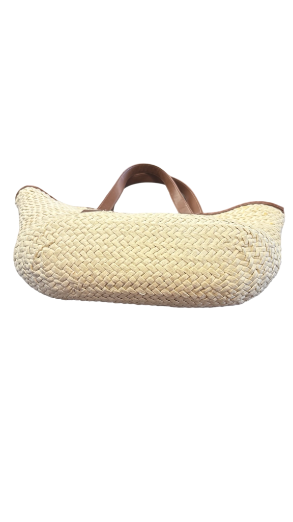 Loft Woven Straw Tote Bag with Faux Leather Handles