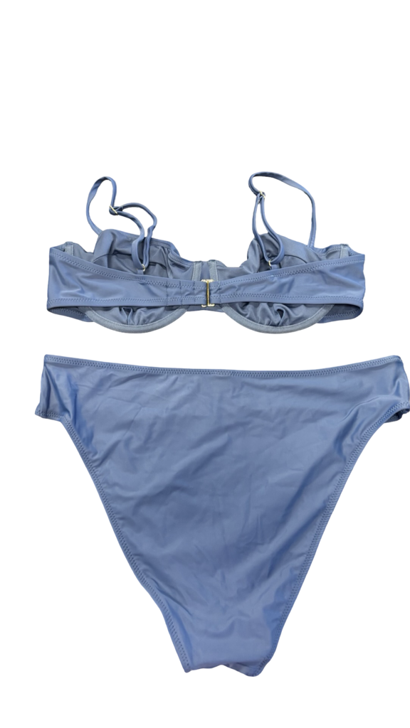 Large Solid Striped Blue Bikini Set