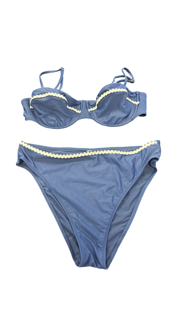 Large Solid Striped Blue Bikini Set