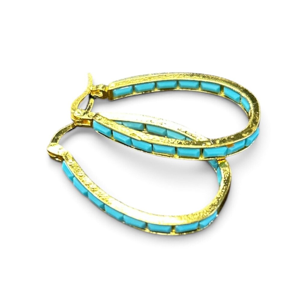 Gold and Turquoise Hoop Earrings