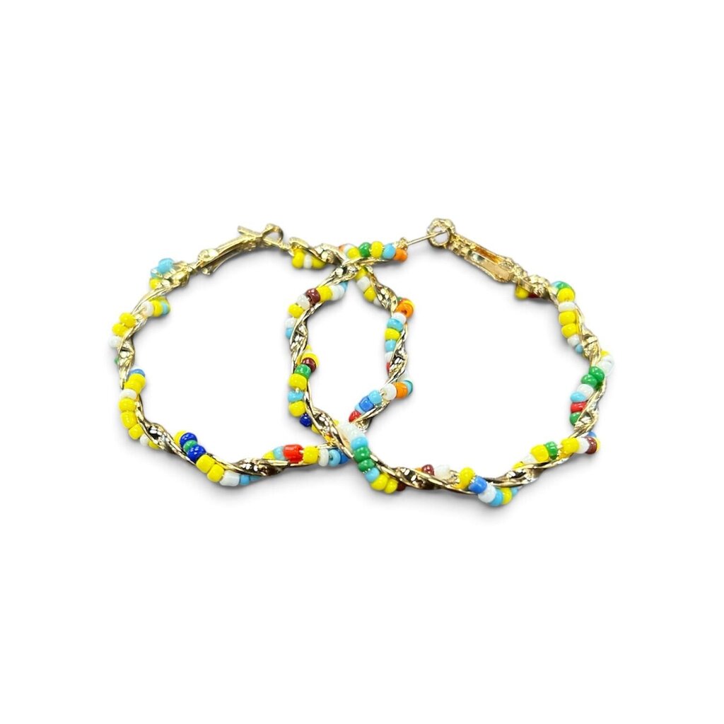 Colorful Beaded Hoop Earrings