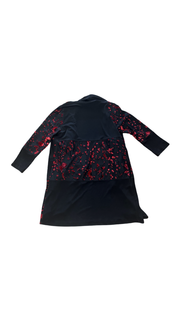 Small IC by Connie K Black and Red Floral Patterned Cardigan
