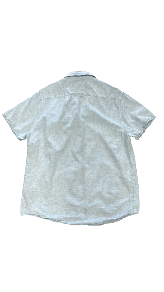 Large Denim & Flower Men's Short Sleeve Shirt