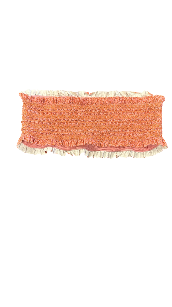 Large Tory Burch Orange Smocked Two-Piece Swimsuit Set