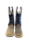 Size 9.5 D Kids Old West Cowboy Boots with Decorative Stitching