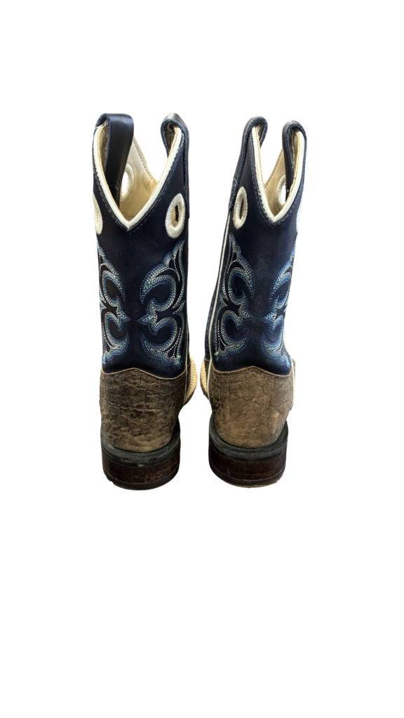 Size 9.5 D Kids Old West Cowboy Boots with Decorative Stitching