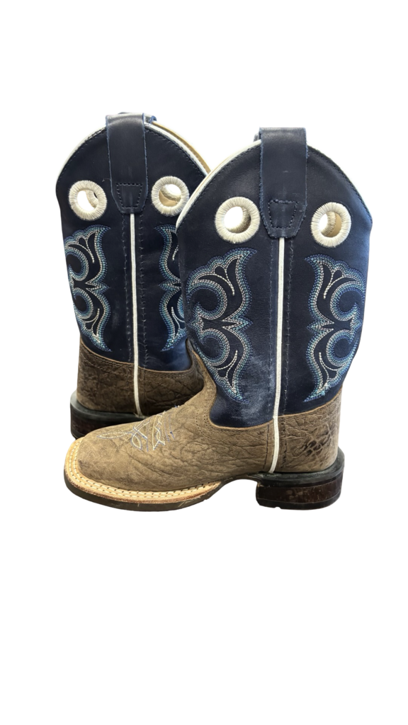Size 9.5 D Kids Old West Cowboy Boots with Decorative Stitching