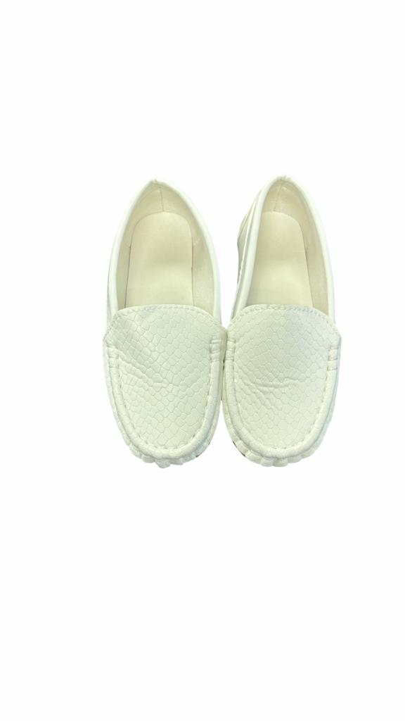 Size 27 Kids White Leather Slip-On Shoes