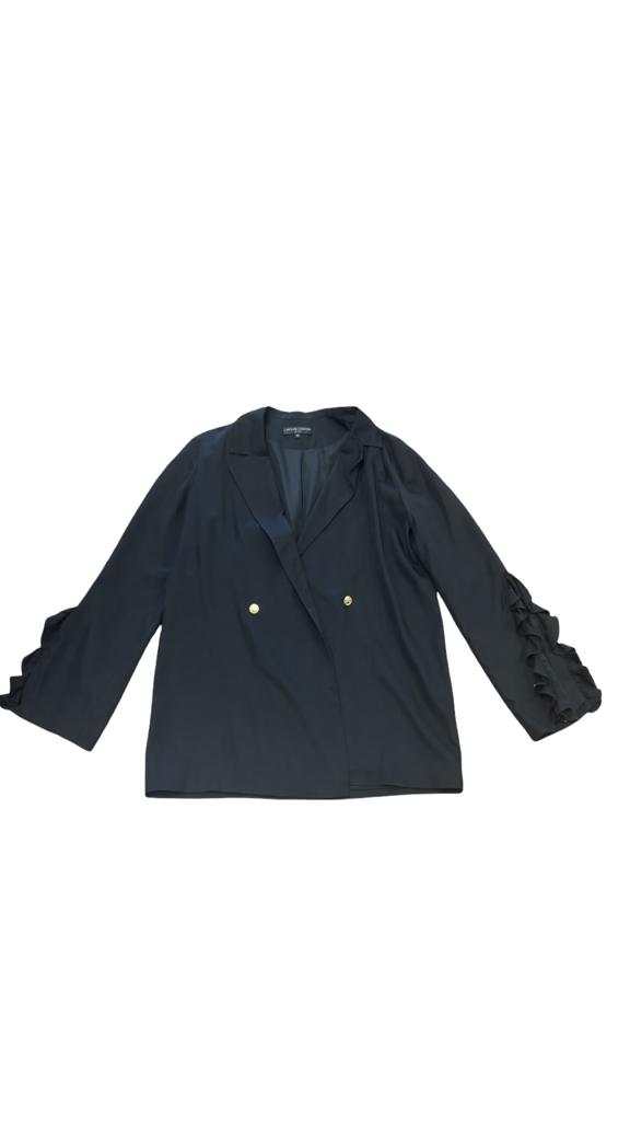 Medium Caroline Constas Women's Black Blazer with Ruffled Sleeves